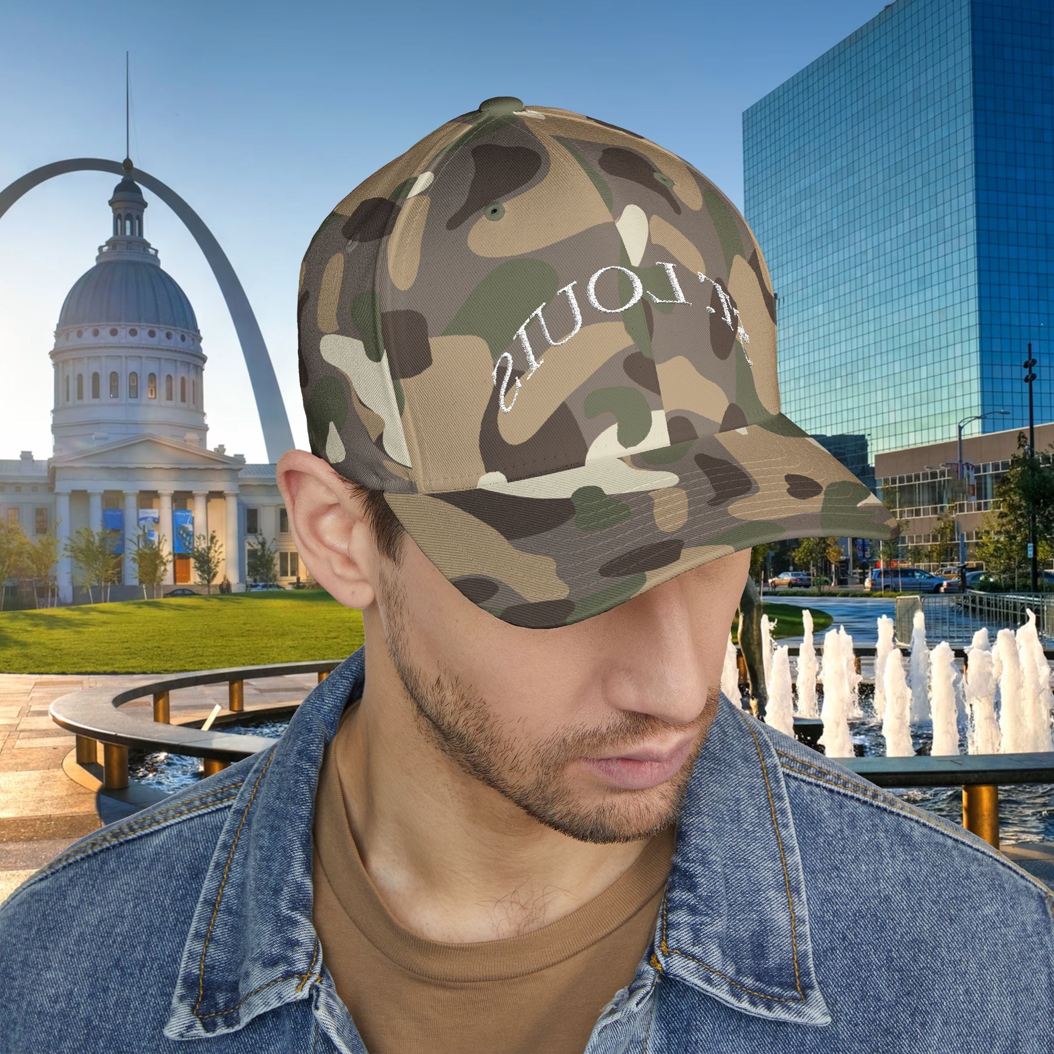 Embroidered "St. Louis" Closed-Back Structured Cap — Baseball Hat with 314 Retro Logo