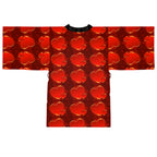 Heart Pattern Kimono Robe — Red Valentine Long Sleeve Lounge Wrap - 314 Originals