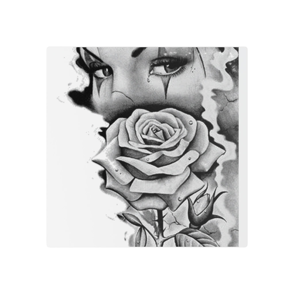 Chicano Clown Rose Temporary Tattoo — Black & Gray Floral Face Art - 314 Originals