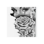 Chicano Clown Rose Temporary Tattoo — Black & Gray Floral Face Art - 314 Originals