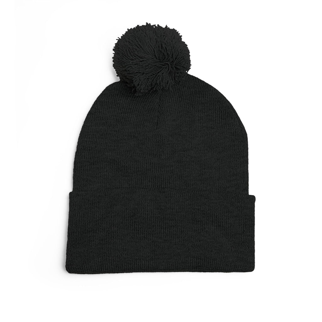 Embroidered Pom-Pom Knit Beanie – Cozy Winter Hat with Small Script Logo - 314 Originals