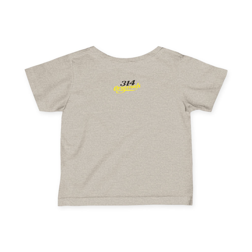 "Caution: Cuteness Overload" —  Baby T‑Shirt (Yellow Warning Sign) - 314 Originals