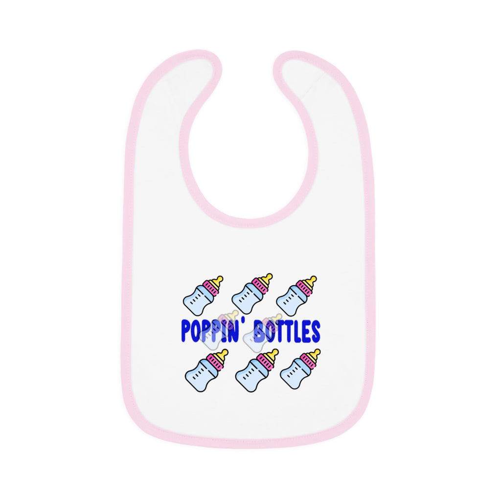 Poppin' Bottles Baby Bib — Cute Bottle Pattern Contrast-Trim Feeding Bib - 314 Originals