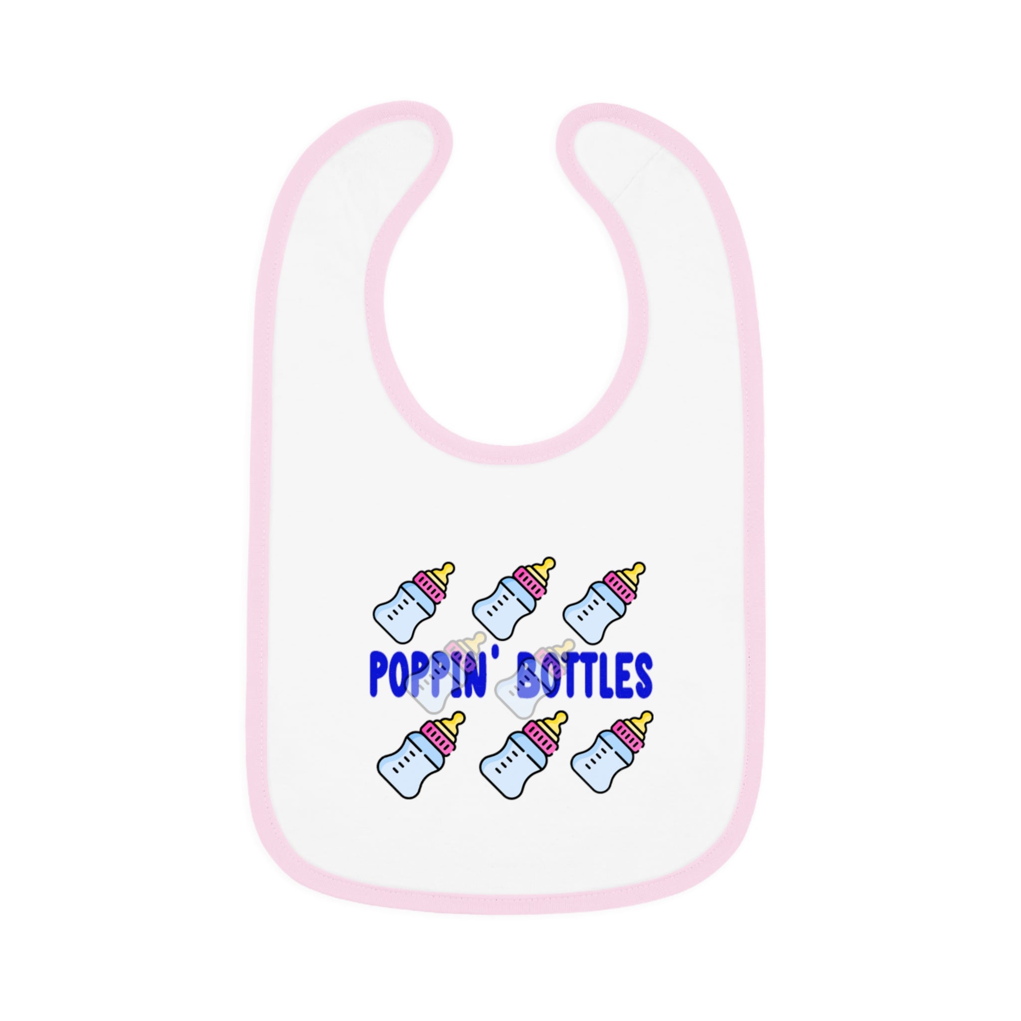 Poppin' Bottles Baby Bib — Cute Bottle Pattern Contrast-Trim Feeding Bib - 314 Originals