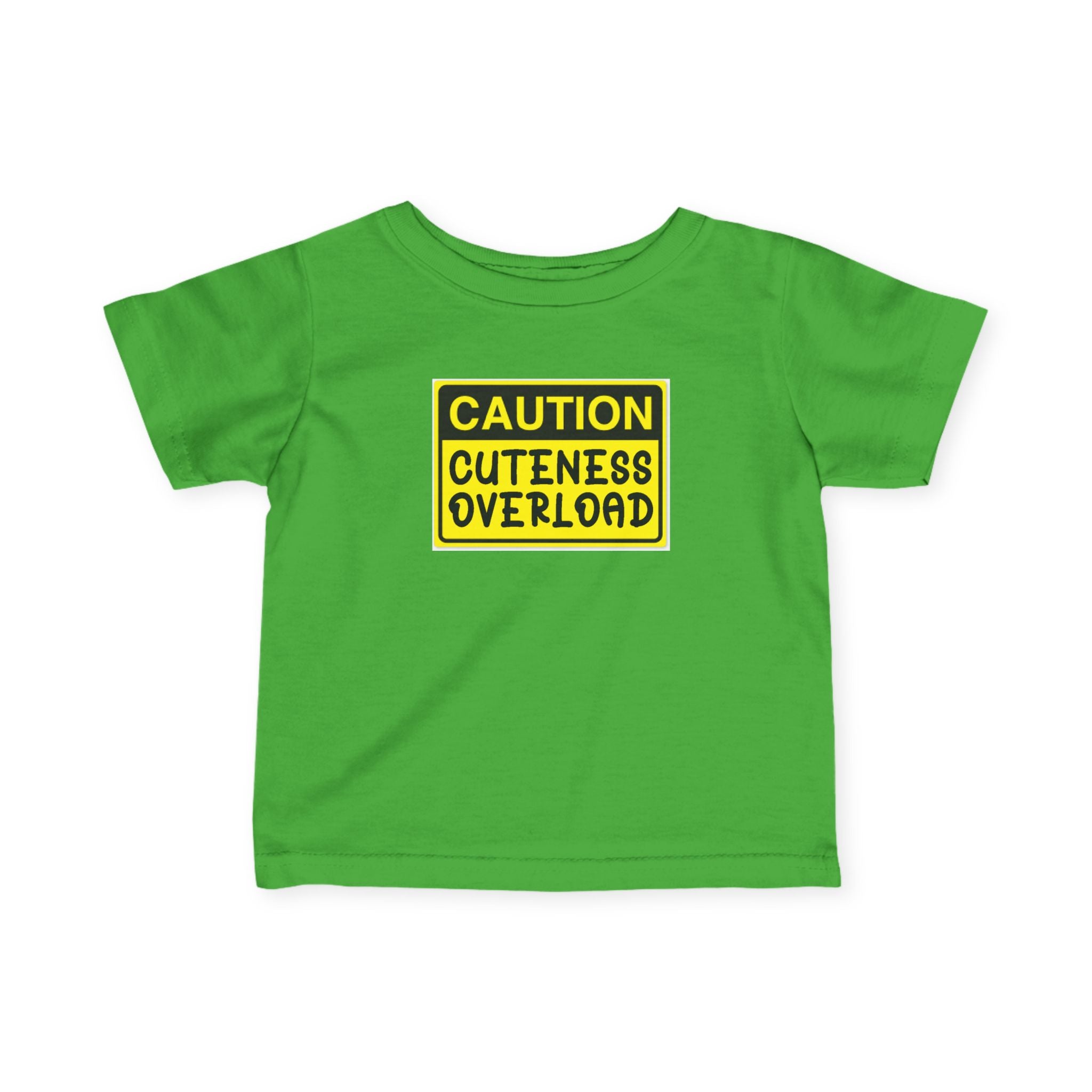 "Caution: Cuteness Overload" —  Baby T‑Shirt (Yellow Warning Sign) - 314 Originals