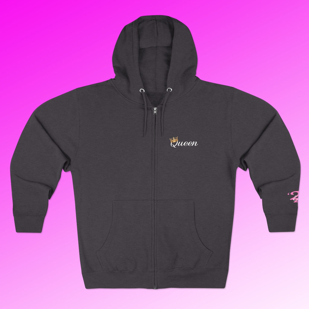 'Queen' Chest Logo Zip Hoodie — Women's Urban Streetwear Printify Hoodie  314 Originals