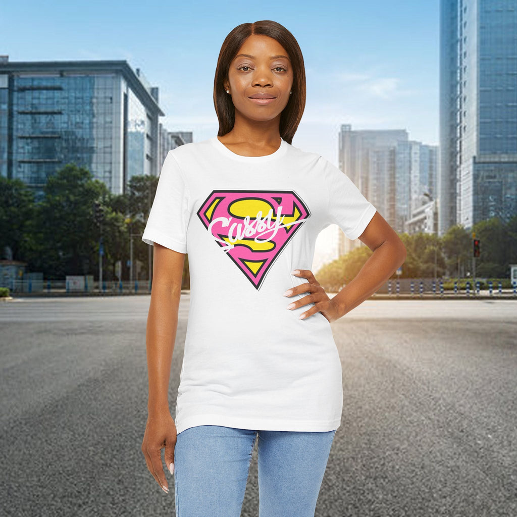 Super Sassy Tee — Pink & Yellow S Badge Graphic T-Shirt Printify T-Shirt  314 Originals
