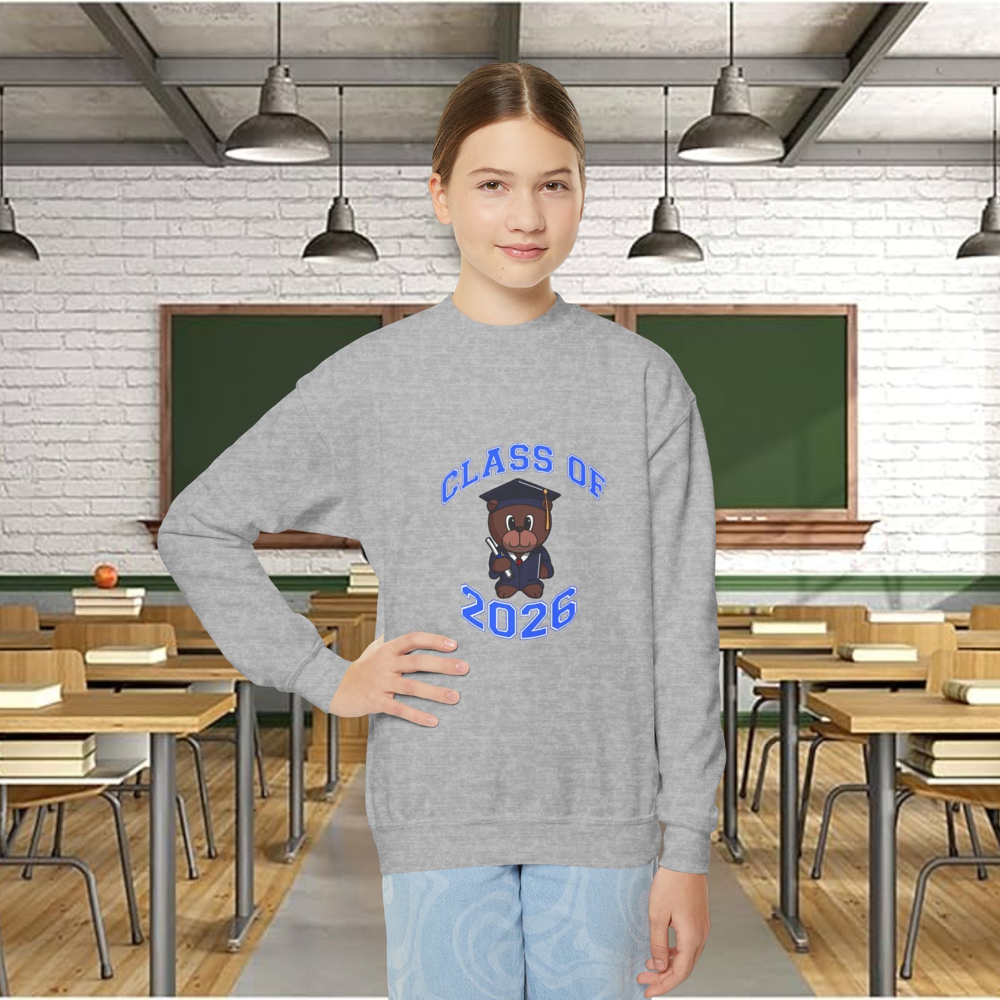 Class of 2026 Youth Crewneck Sweatshirt – Graduation Bear Design