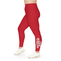 Dark Red Plus Size Leggings — Subtle Side Script Graphic, Comfortable Everyday Activewear - 314 Originals