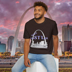 St. Louis Arch Skyline Tee — Born Hustler Front, 314 Originals Back - 314 Originals