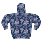 Snowflake All-Over Zip Hoodie — Navy & Pink Winter Pattern - 314 Originals