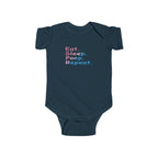 Infant Bodysuit - "Eat. Sleep. Poop. Repeat." Cute Baby Onesie (Pink & Blue Text) Printify Kids clothes  314 Originals