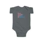 Infant Bodysuit - "Eat. Sleep. Poop. Repeat." Cute Baby Onesie (Pink & Blue Text) Printify Kids clothes  314 Originals