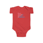 Infant Bodysuit - "Eat. Sleep. Poop. Repeat." Cute Baby Onesie (Pink & Blue Text) Printify Kids clothes  314 Originals