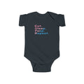 Infant Bodysuit - "Eat. Sleep. Poop. Repeat." Cute Baby Onesie (Pink & Blue Text) Printify Kids clothes  314 Originals