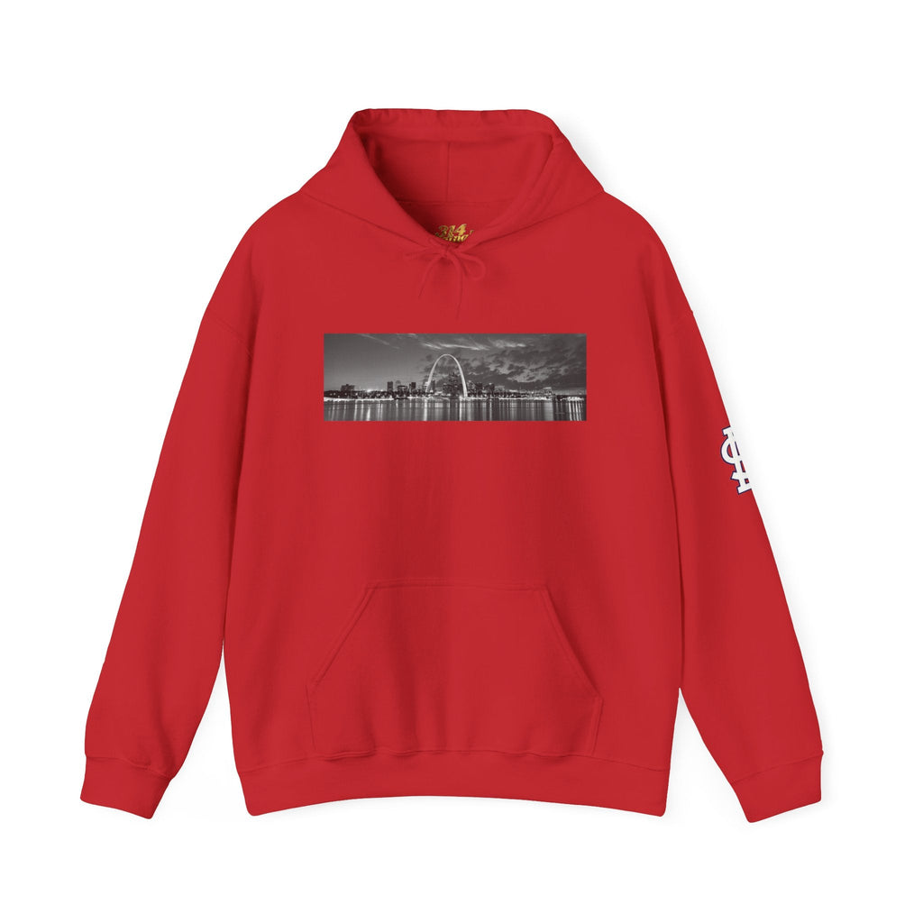 City Skyline Hoodie — Black & White Waterfront Panorama Pullover Printify Hoodie  314 Originals