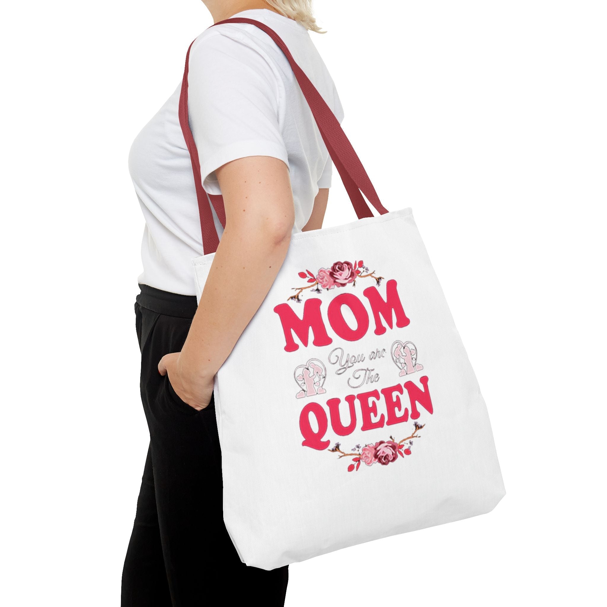 "Mom You're the Queen" Floral Mother's Day Tote Bag Printify Bags  314 Originals