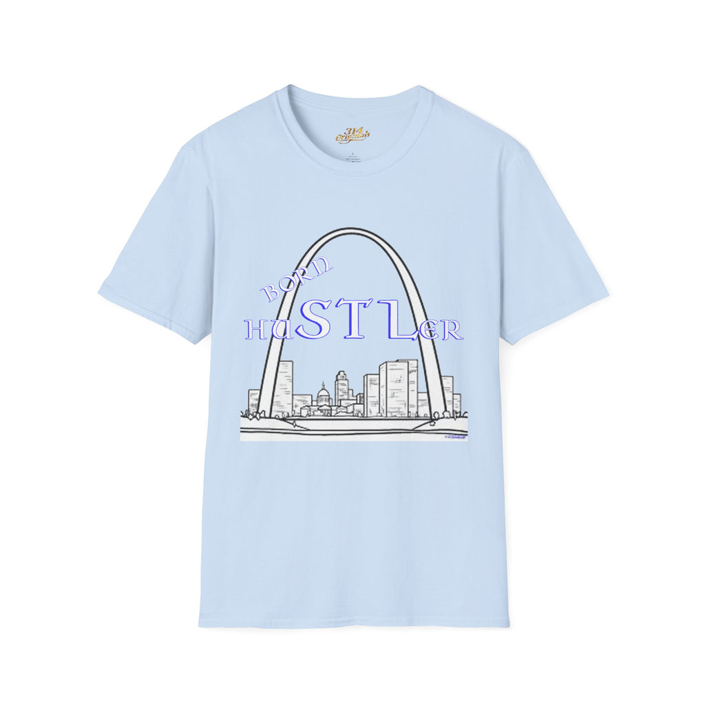 St. Louis Arch Skyline Tee — Born Hustler Front, 314 Originals Back - 314 Originals