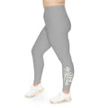 Light Grey Plus Size Leggings — Subtle Side Script Graphic, Comfortable Everyday Activewear - 314 Originals