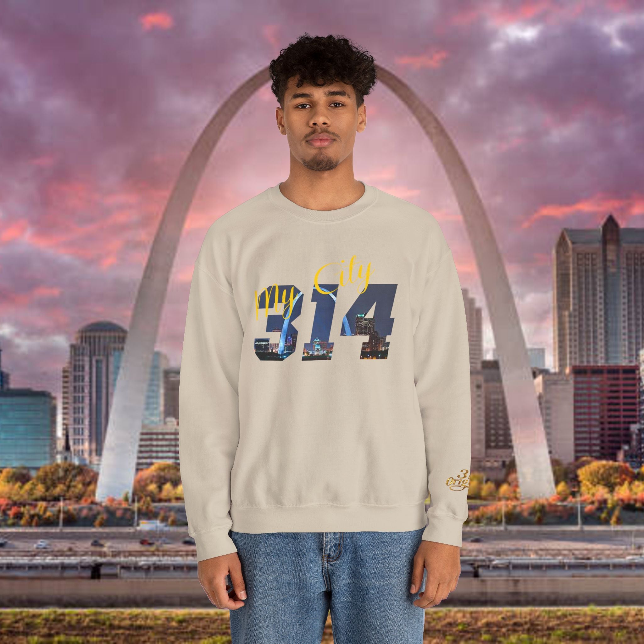 314 City Crewneck Sweatshirt — St. Louis Skyline Graphic - 314 Originals