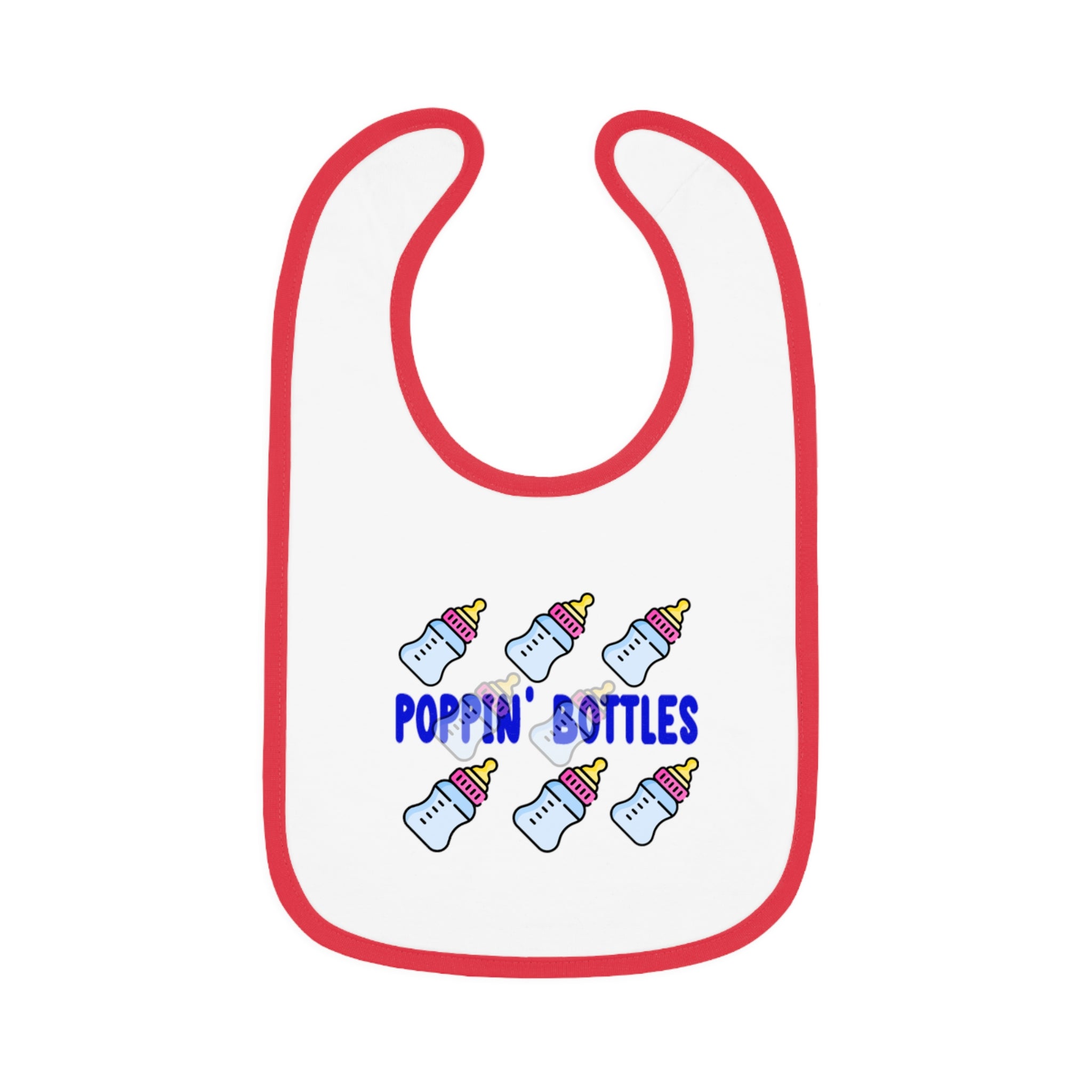 Poppin' Bottles Baby Bib — Cute Bottle Pattern Contrast-Trim Feeding Bib - 314 Originals