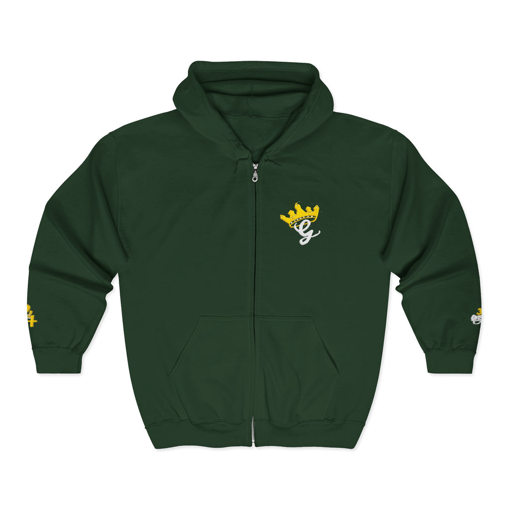 King's Gear Zip Hoodie — Full‑Zip with Gold Crown Emblem - 314 Originals