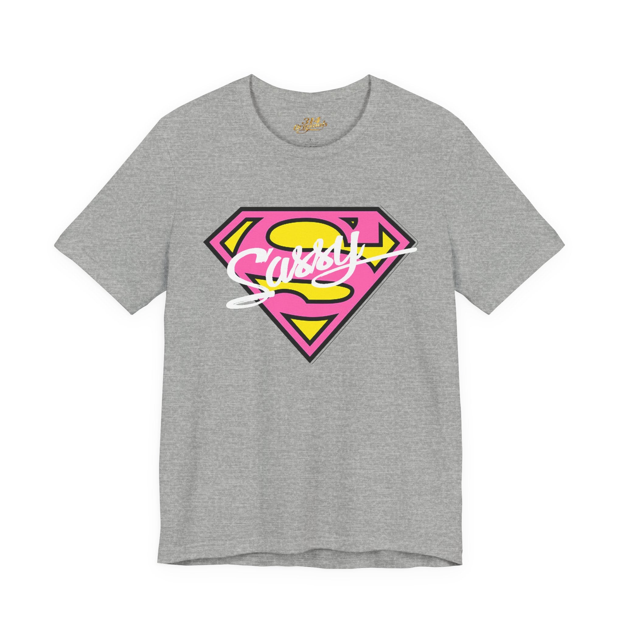 Super Sassy Tee — Pink & Yellow S Badge Graphic T-Shirt Printify T-Shirt  314 Originals