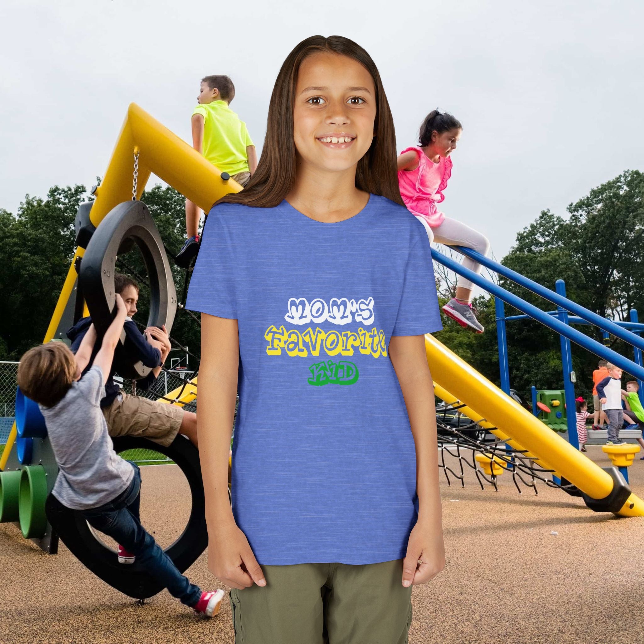 Girl's "Favorite Kid" Retro Yellow & Green Graphic T-Shirt