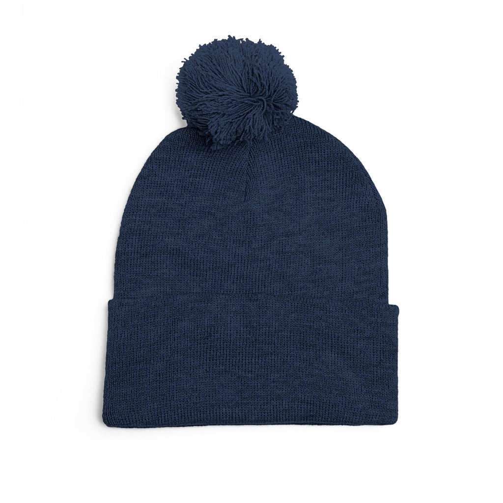 Embroidered Pom-Pom Knit Beanie – Cozy Winter Hat with Small Script Logo - 314 Originals