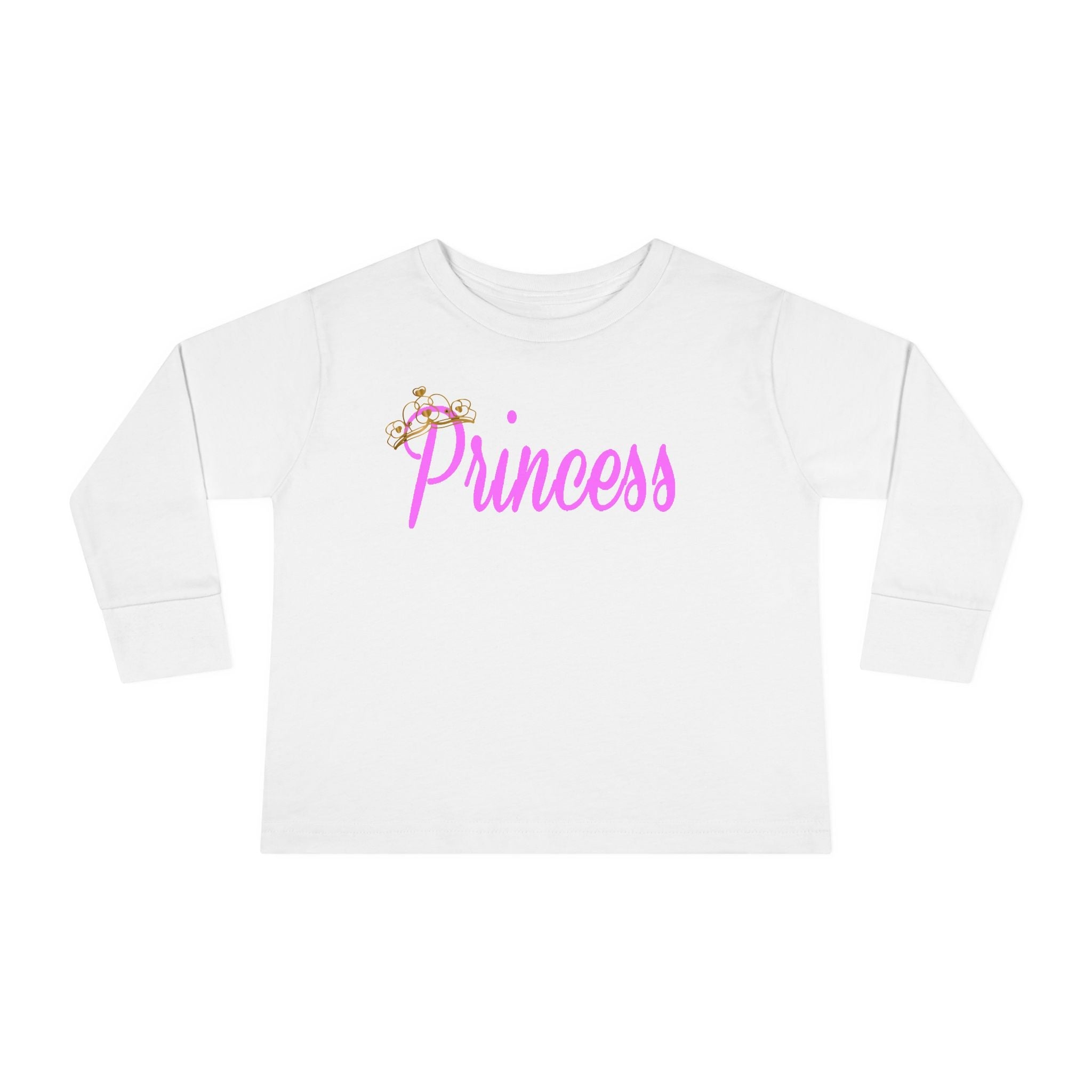 "Princess" Pink Script Top with Gold Sparkle Accent-Toddler Long Sleeve Tee Printify Kids clothes  314 Originals