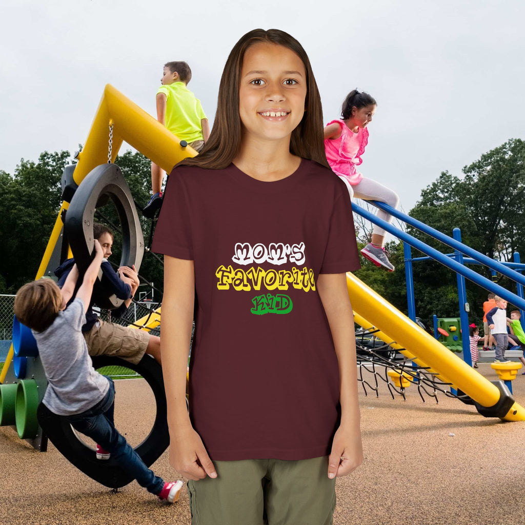 Girl's "Favorite Kid" Retro Yellow & Green Graphic T-Shirt