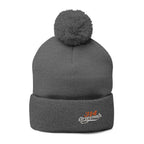 Embroidered Pom-Pom Knit Beanie – Cozy Winter Hat with Small Script Logo - 314 Originals