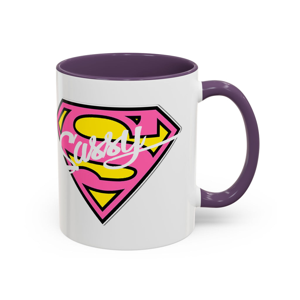 Sassy Supergirl Accent Coffee Mug – Pink & Yellow Super S Logo (11/15oz) - 314 Originals