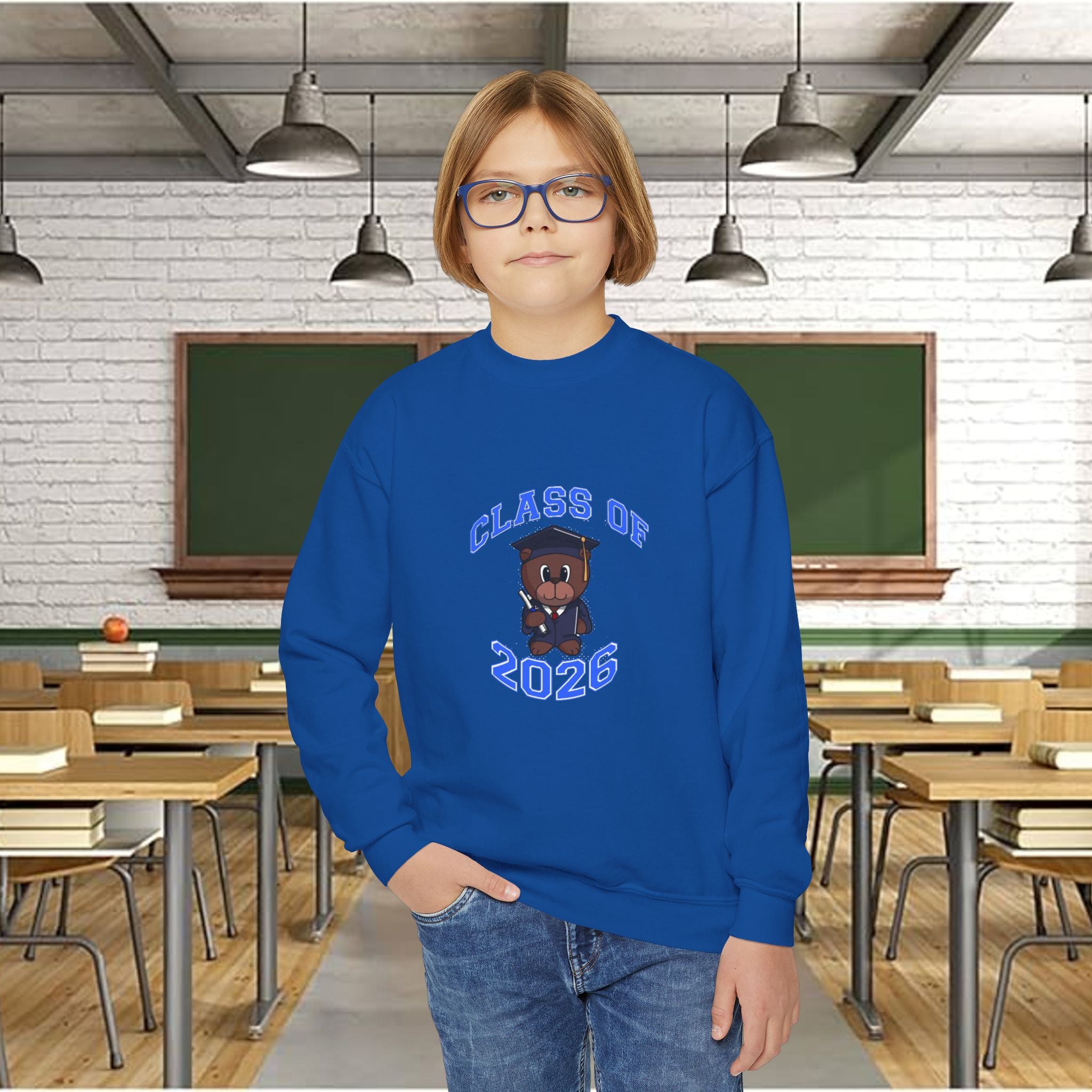 Class of 2026 Youth Crewneck Sweatshirt – Graduation Bear Design