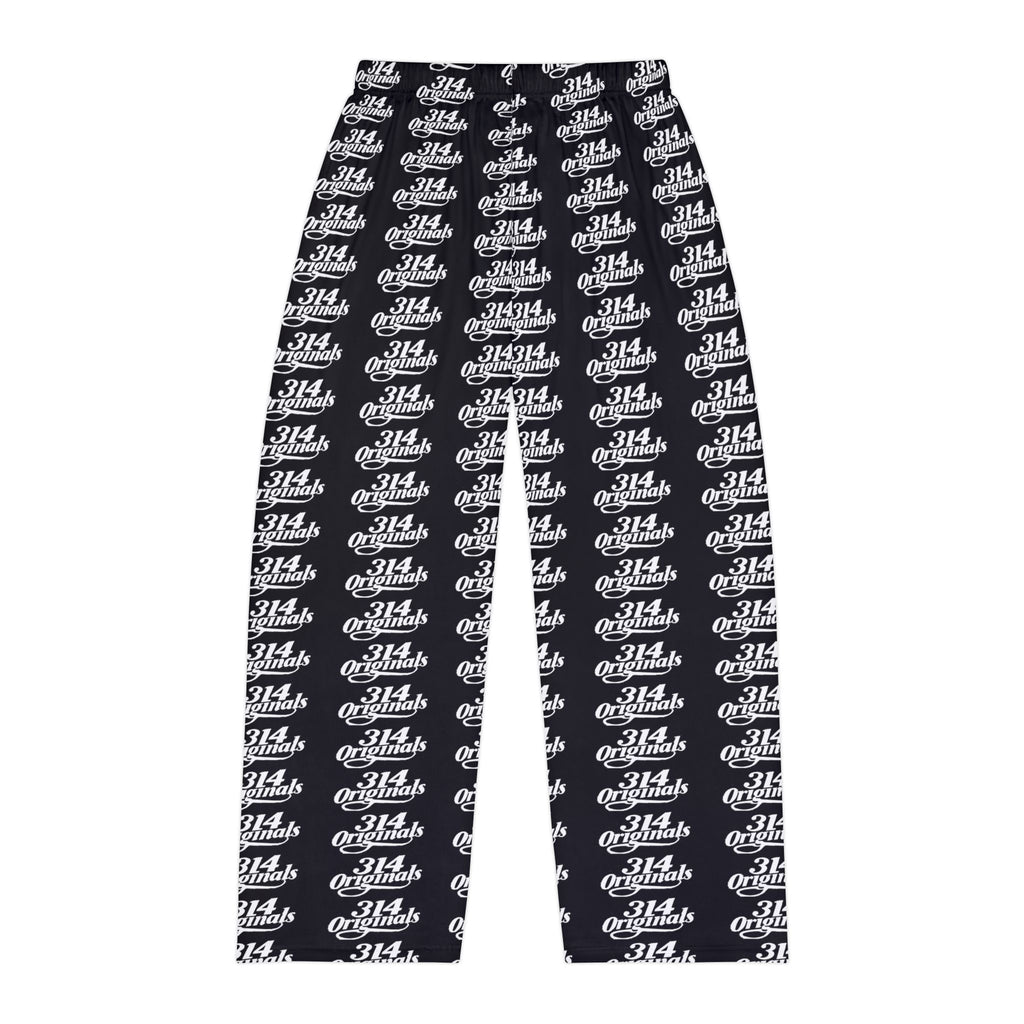 Men's Black All-Over Print Pajama Pants — Retro '314' Script Pattern Loungewear - 314 Originals