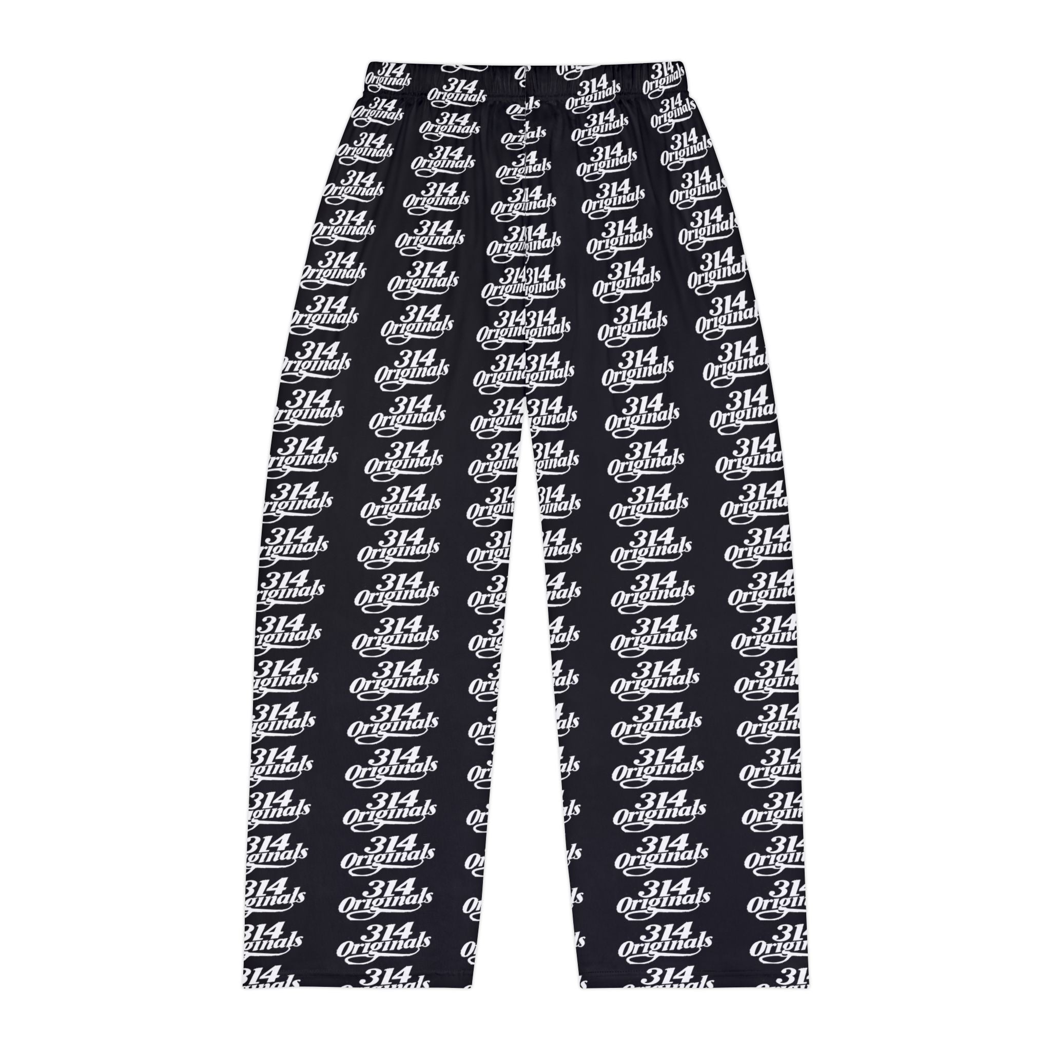 Men's Black All-Over Print Pajama Pants — Retro '314' Script Pattern Loungewear - 314 Originals