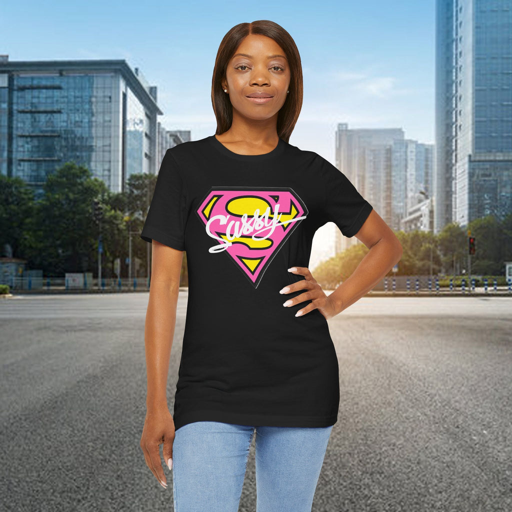 Super Sassy Tee — Pink & Yellow S Badge Graphic T-Shirt Printify T-Shirt  314 Originals