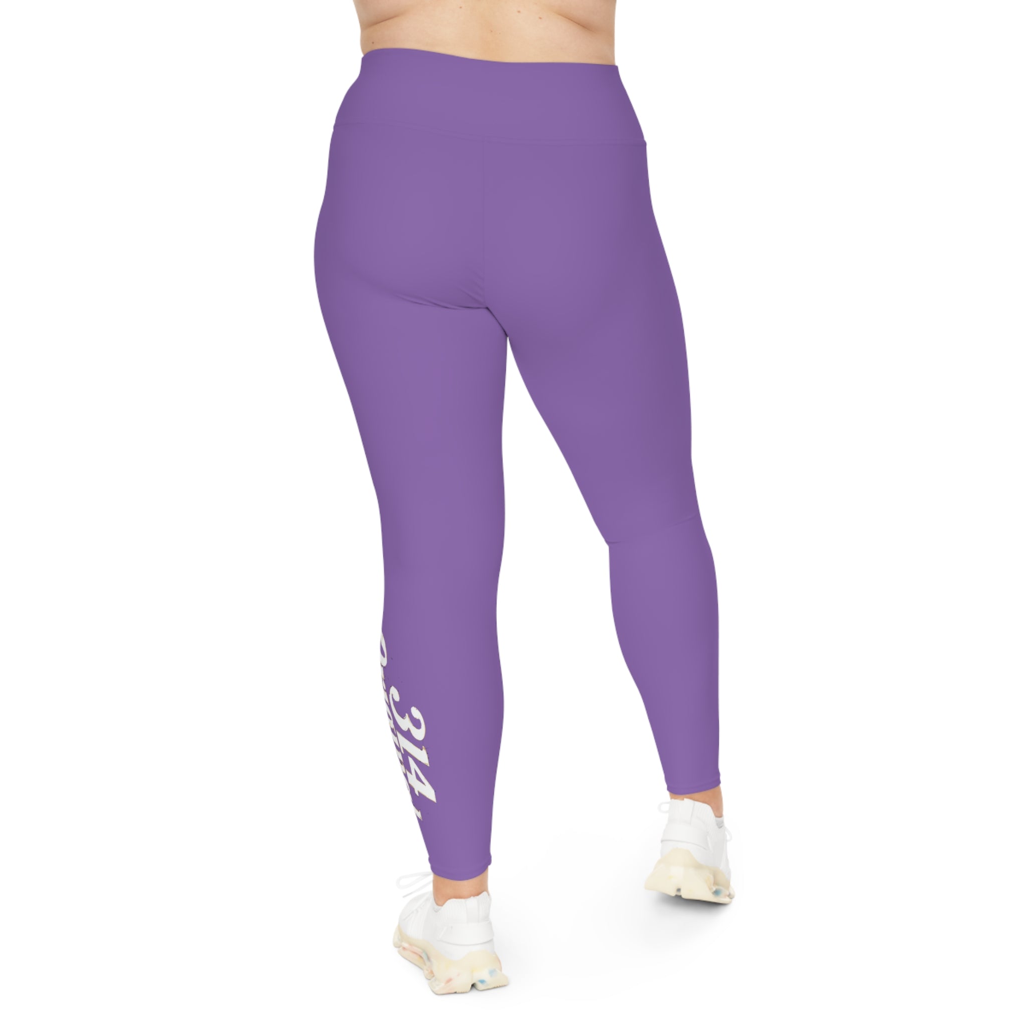 Light Purple Plus Size Leggings — Subtle Side Script Graphic, Comfortable Everyday Activewear - 314 Originals