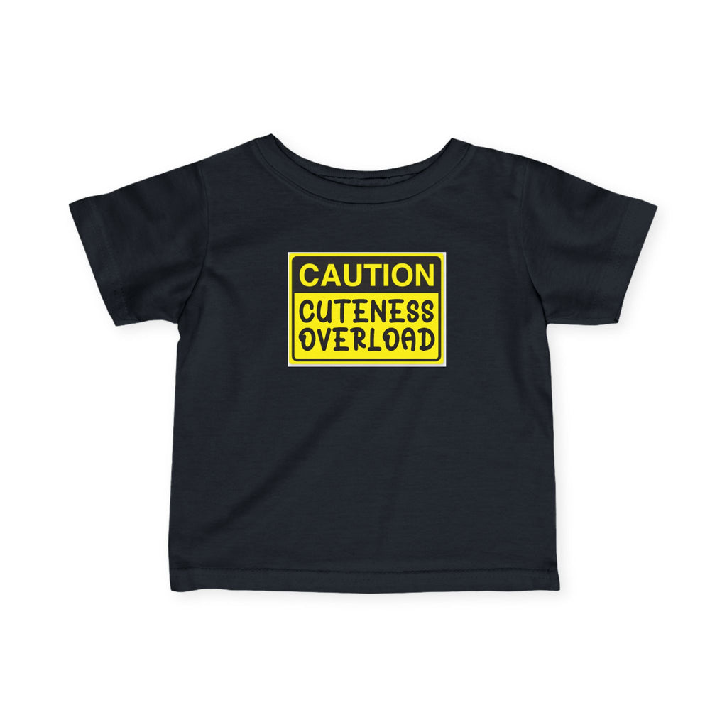 "Caution: Cuteness Overload" —  Baby T‑Shirt (Yellow Warning Sign) - 314 Originals