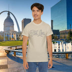 The Lou Script Sand Tee — Vintage Script Graphic T-Shirt Printify T-Shirt  314 Originals