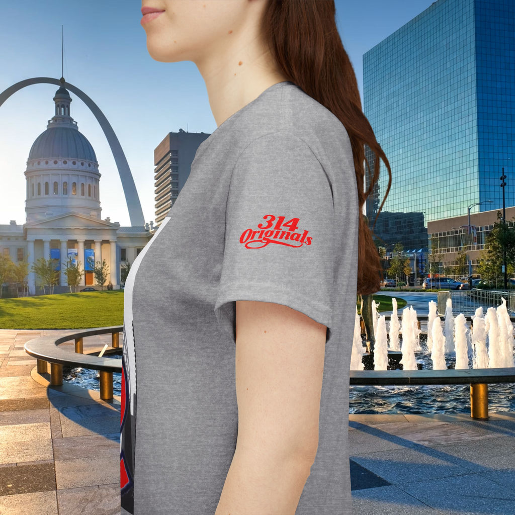 St. Louis Skyline Tee — Red STL Lettering Graphic T-Shirt - 314 Originals