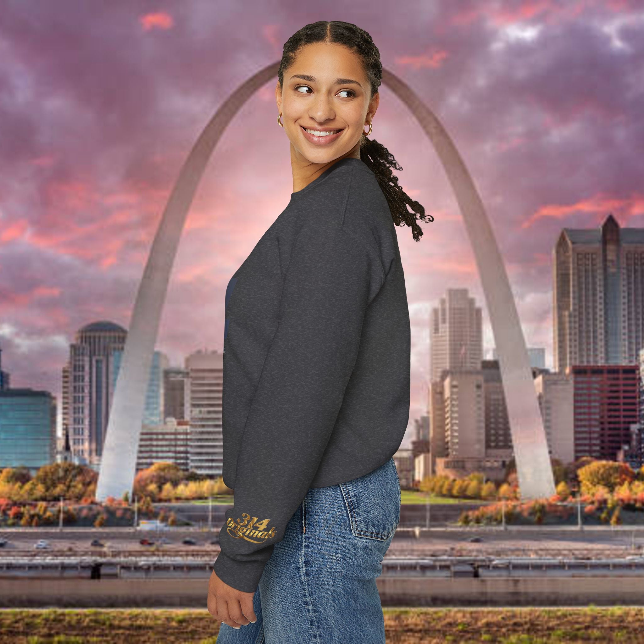 314 City Crewneck Sweatshirt — St. Louis Skyline Graphic - 314 Originals