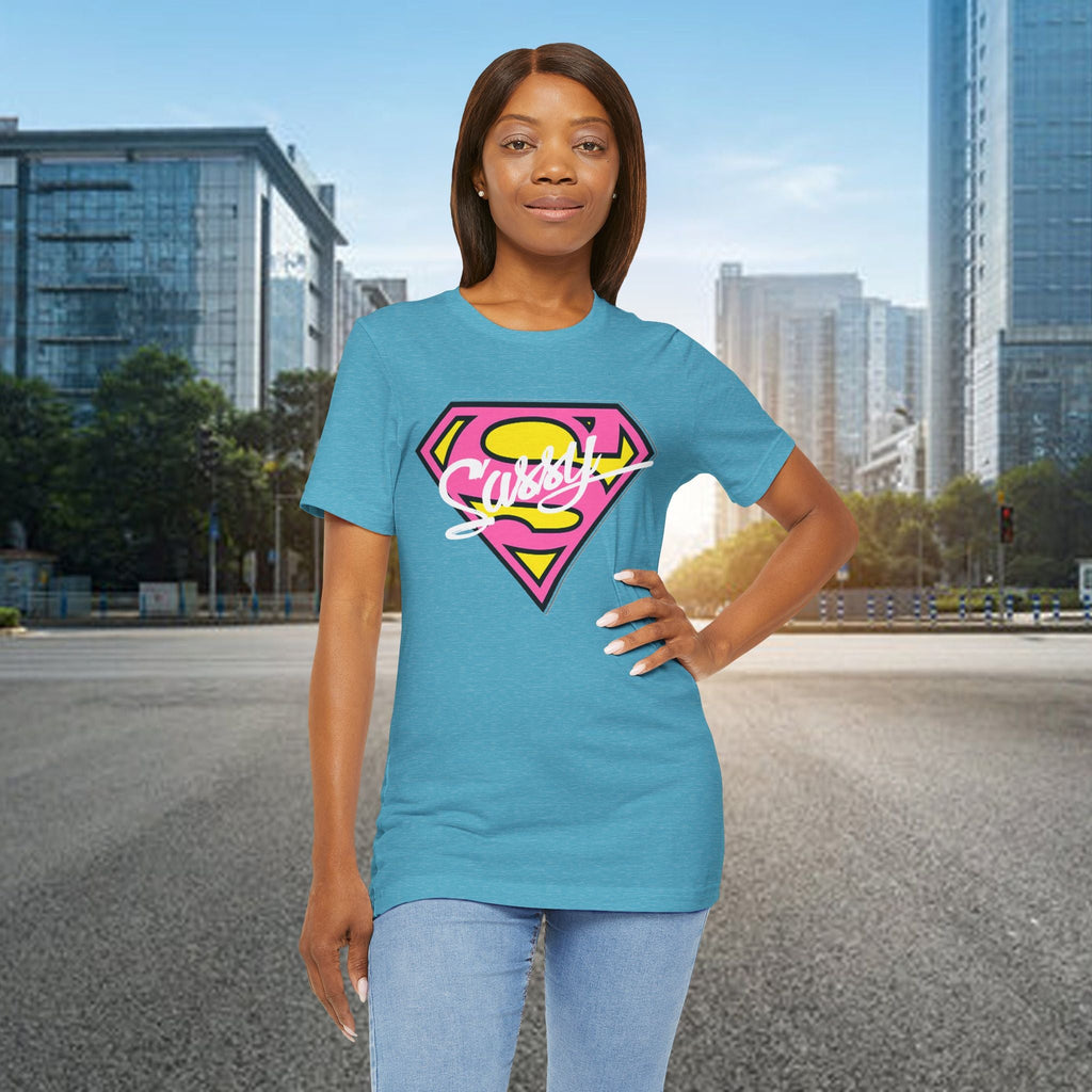 Super Sassy Tee — Pink & Yellow S Badge Graphic T-Shirt Printify T-Shirt  314 Originals