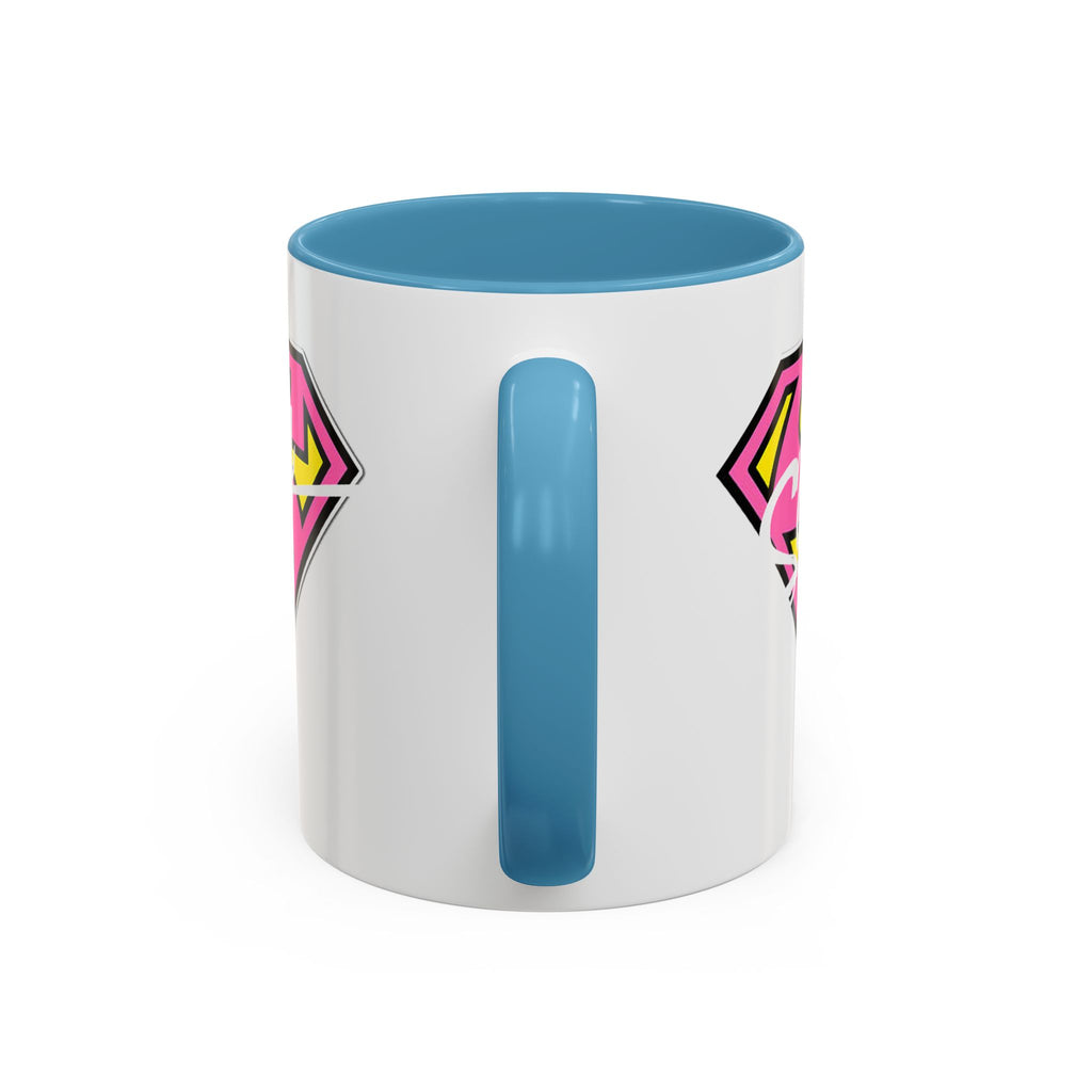Sassy Supergirl Accent Coffee Mug – Pink & Yellow Super S Logo (11/15oz) - 314 Originals