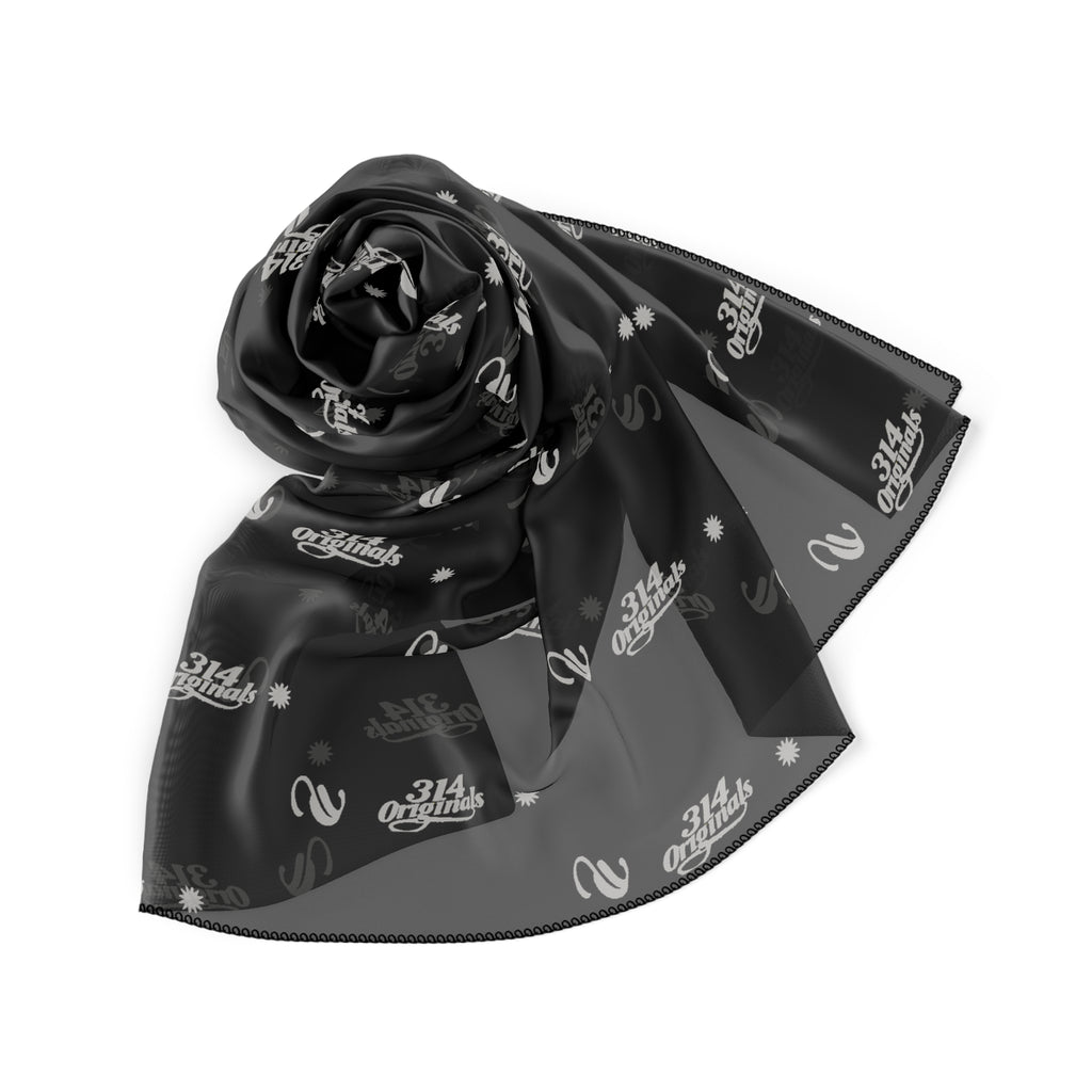 Black and Silver Logo Scarf — Script Pattern Polyester Scarf - 314 Originals