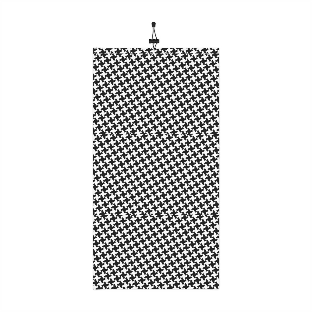 Houndstooth Winter Neck Gaiter with Drawstring — Cozy Black & White Face Scarf - 314 Originals