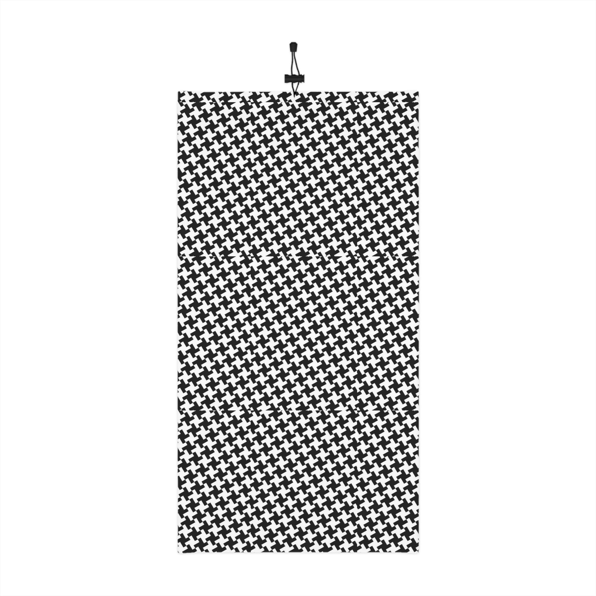 Houndstooth Winter Neck Gaiter with Drawstring — Cozy Black & White Face Scarf - 314 Originals
