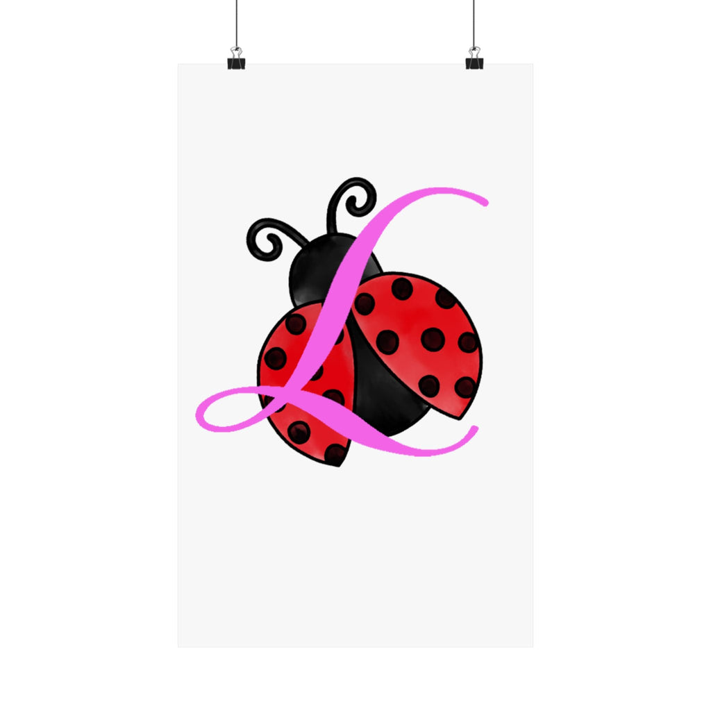 Ladybug Initial “L” Matte Poster — Cute Nursery Wall Art for Girls Printify Poster  314 Originals