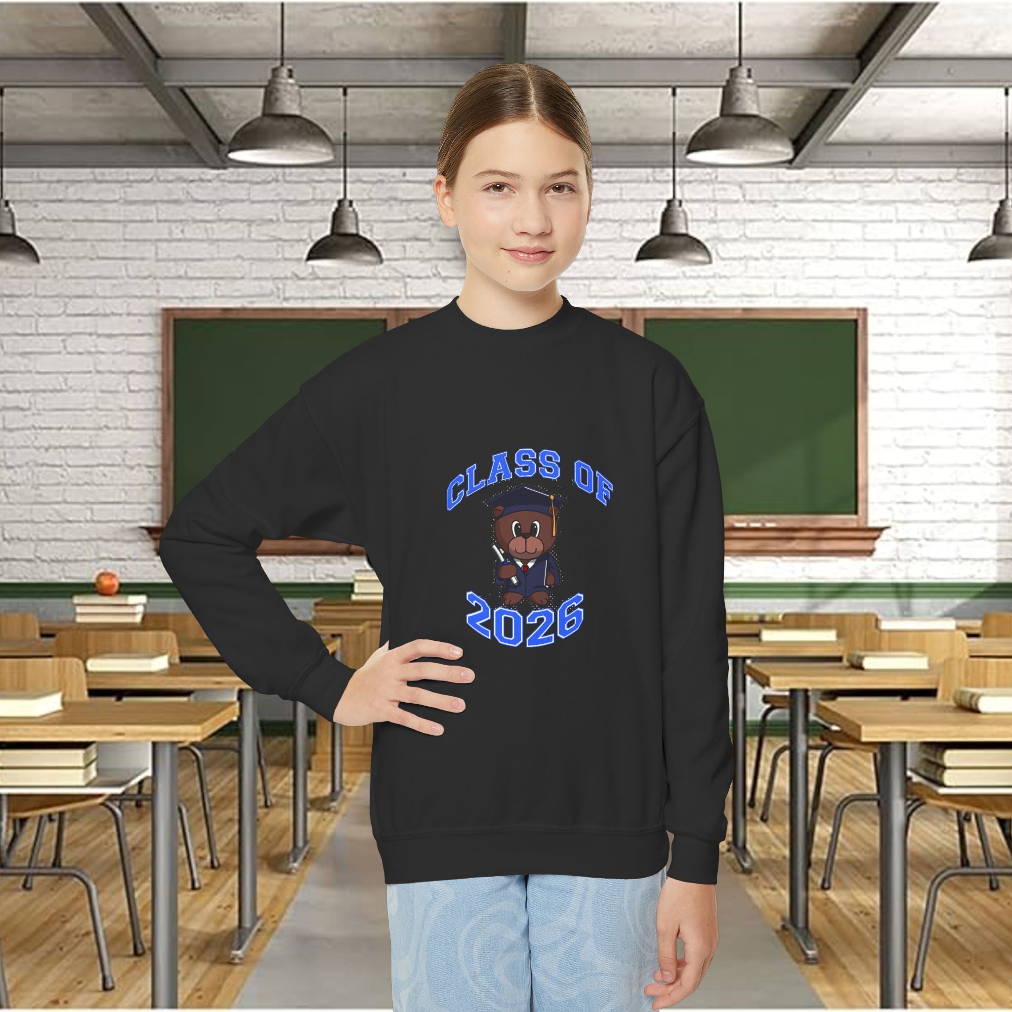 Class of 2026 Youth Crewneck Sweatshirt – Graduation Bear Design