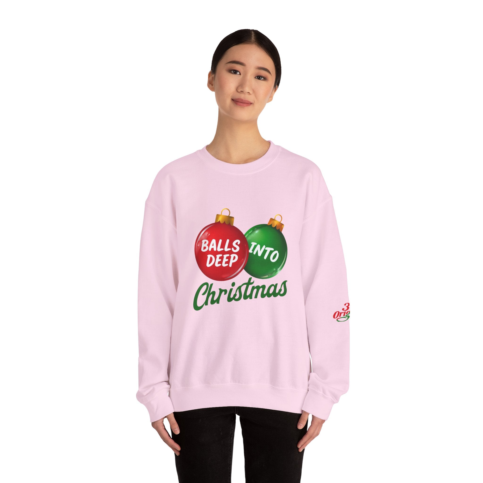 Christmas Sweatshirt "Balls Deep Into Christmas" Holiday Crewneck Printify Sweatshirt  314 Originals